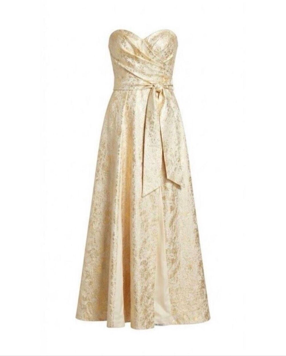 Rene Ruiz Stunning Elegant Strapless Sweetheart A-Line Ball Gown Gold 12